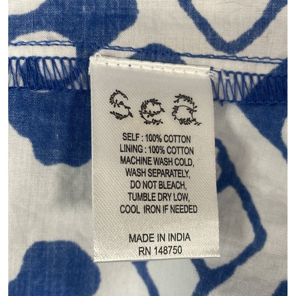 SEA Women 16 Sonia Lace-up Blue Cotton-poplin Midi Dress Resort Wear Greek Boho - Picture 7 of 8